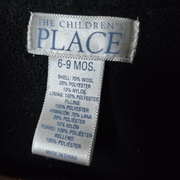 Baby Boy Infant Childrens Place Gray Wool Blend Zip Button Pea Coat Hooded 6-9M - Picture 5 of 6